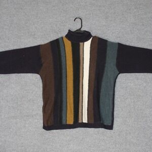 Vintage Kikit Maurice Sasson Mock Neck Sweater Mens L Multicolor Striped Wool